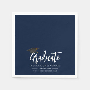 Abschluss 2025 Script Navy Blue Paper Serviette