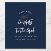 Abschluss 2025 Script Navy Blue Paper Weinetikett (Einzelnes Label)