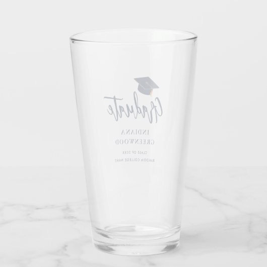 Abschluss 2025 Script Navy Blue Personalisiert Gra Glas (Rückseite)