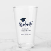 Abschluss 2025 Script Navy Blue Personalisiert Gra Glas (Vorderseite)