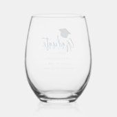 Abschluss 2025 Script Navy Blue Personalisiert Weinglas Ohne Stiel (Rückseite)