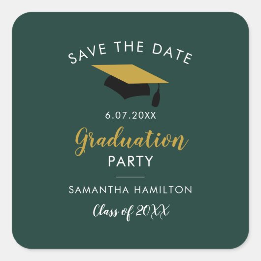 Abschluss 2025 Skript Save the Date Grad Party Quadratischer Aufkleber (Vorderseite)