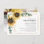 Abschluss 2025 Sonnenblumen Foto Grad Party Einladung (Vorne/Hinten)