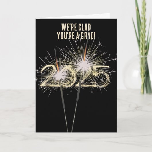 Abschluss 2025 Sparkler auf schwarz Karte (Vorderseite)