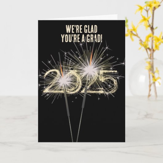 Abschluss 2025 Sparkler auf schwarz Karte (Gelbe Blume)