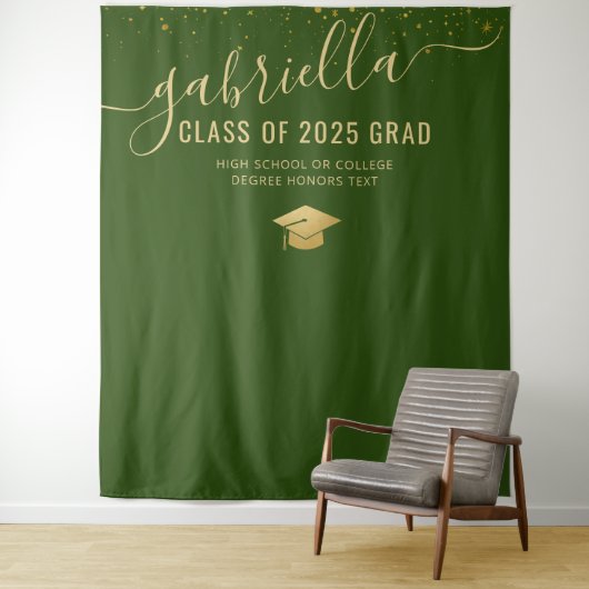 Abschluss 2025 Stand zum Thema "Grünes Foto" Wandteppich (Beispiel)