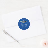 Abschluss 2025 Tassel Calligraphy Blue Runder Aufkleber (Umschlag)