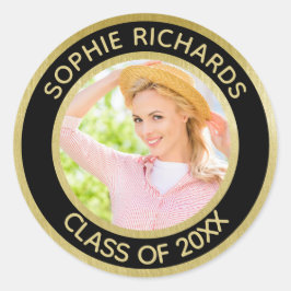 Abschluss 2025Foto Personalisiert Runder Aufkleber