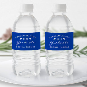 Abschluss 2026 Blaue Weiße Schrift Kappe Wasserflaschenetikett
