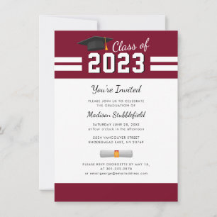 Abschluss 2026 Eleganter Absolvent Burgunder Party Einladung