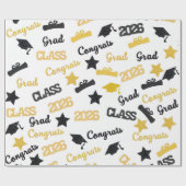 Abschluss 2026 Geschenkpapier Schwarz Gold Gratula (Flach)