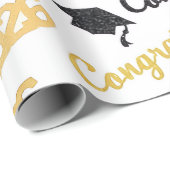 Abschluss 2026 Geschenkpapier Schwarz Gold Gratula (Rolleneckpunkt)