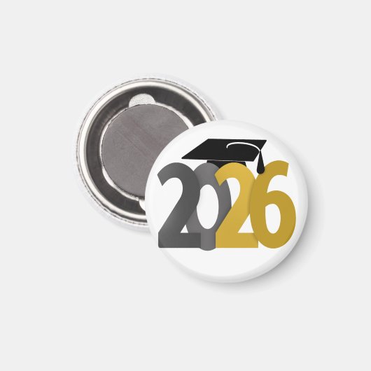 Abschluss 2026: Gold und Grau Magnet (Vorderseite/Rückseite)