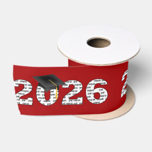 Abschluss 2026 Gratuliere Absolvent Wortwolke auf Satinband