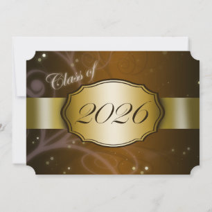 Abschluss 2026 in Braun und Gold Einladung