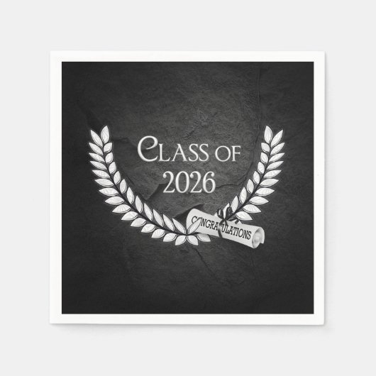 Abschluss 2026 Lorbeer und Diplom Serviette (Vorderseite)