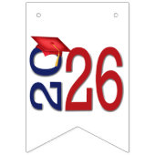 Abschluss 2026 Marineblau und Rot Wimpelkette (Dritte Fahne)