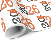 Abschluss 2026 Orange und Schwarz Geschenkpapier (Rolleneckpunkt)