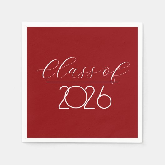 Abschluss 2026 Rot und Weiß Serviette (Vorderseite)