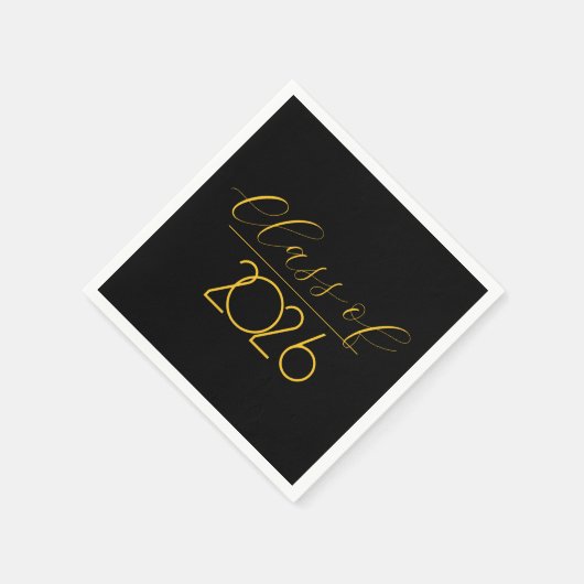 Abschluss 2026 Schwarz und Gold Serviette (Ecke)