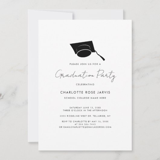Abschluss 2026 Script Elegant Grad Party Einladung (Vorderseite)