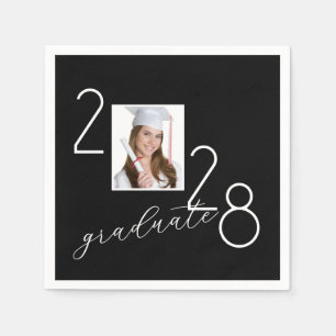 Abschluss 2028 Foto auf Schwarz Serviette