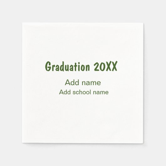 Abschluss 20XX Jahr Jahr Name Schule Grün modern Serviette (Vorderseite)
