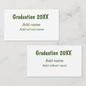Abschluss 20XX Jahr Jahr Name Schule Grün modern Visitenkarte (Vorne/Hinten)