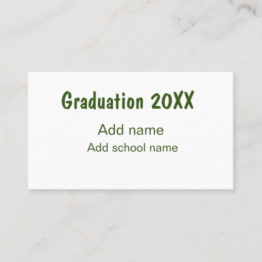 Abschluss 20XX Jahr Jahr Name Schule Grün modern Visitenkarte (Vorderseite)