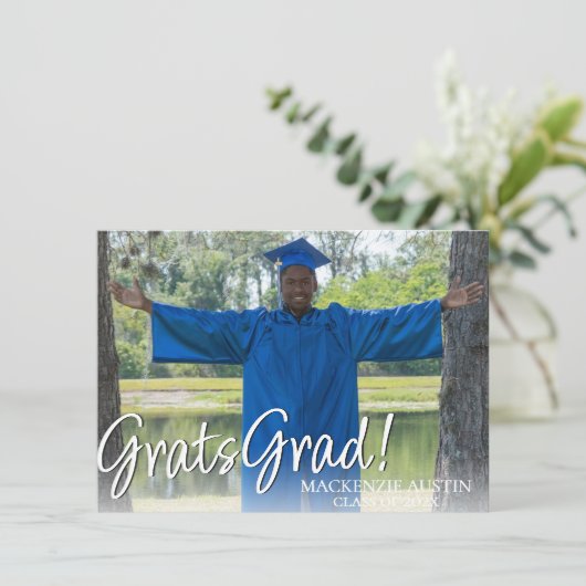 ABSCHLUSS 2 FOTO | Ausgereifter einfacher Keepake Einladung (Stehend Vorderseite)