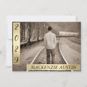 ABSCHLUSS 2 FOTO | Ausgereifter Goldkeepake Einladung (Vorderseite)