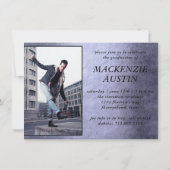 ABSCHLUSS 2 FOTO | Ausgereifter Lila Keepake Einladung (Rückseite)