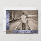 ABSCHLUSS 2 FOTO | Ausgereifter Lila Keepake Einladung (Vorderseite)