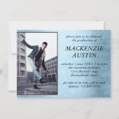 ABSCHLUSS 2 FOTO | Blaue Imitate Metallischer Keep Einladung (Rückseite)