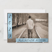 ABSCHLUSS 2 FOTO | Blaue Imitate Metallischer Keep Einladung (Vorderseite)