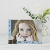 ABSCHLUSS 2 FOTO | Light Blue Modern Grad Party Einladung (Stehend Vorderseite)