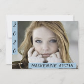 ABSCHLUSS 2 FOTO | Light Blue Modern Grad Party Einladung (Vorderseite)