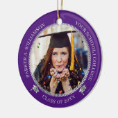 Abschluss 2 Foto Lila Silver Grad Cap Jahr Keramik Ornament (Links)