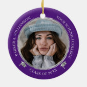 Abschluss 2 Foto Lila Silver Grad Cap Jahr Keramik Ornament (Hinten)