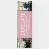 Abschluss 2 Foto rosa und weiß Modernes Party Banner (Vertikal)