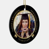 Abschluss 2 Foto Schwarz | Gold Grad Cap Class Yea Keramik Ornament (Rechts)