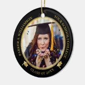 Abschluss 2 Foto Schwarz | Gold Grad Cap Class Yea Keramik Ornament (Links)