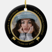 Abschluss 2 Foto Schwarz | Gold Grad Cap Class Yea Keramik Ornament (Hinten)