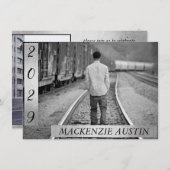 ABSCHLUSS 2 FOTO | Schwarzer und weißer Keepake Einladung (Vorne/Hinten)