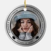 Abschluss 2 Foto Silver Tone Grad Cap Jahr Keramik Ornament (Hinten)