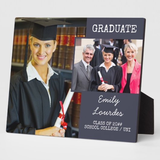 Abschluss 2 Fotomaterial Dunkelblau Personalisiert Fotoplatte (Seite)