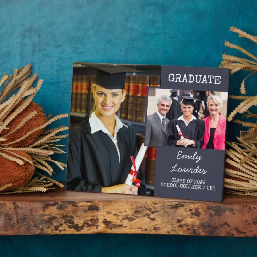 Abschluss 2 Fotomaterial Dunkelblau Personalisiert Fotoplatte (Seite)