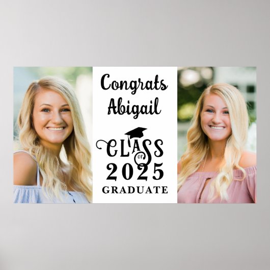 Abschluss 2 Fotos Extravagante Jahrtypografie Poster (Vorne)