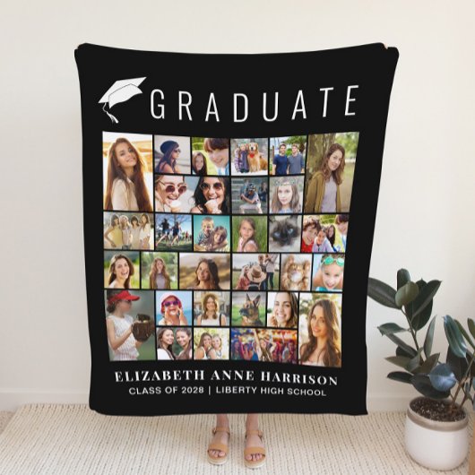 Abschluss 30 Fotocollage Schwarz Fleecedecke