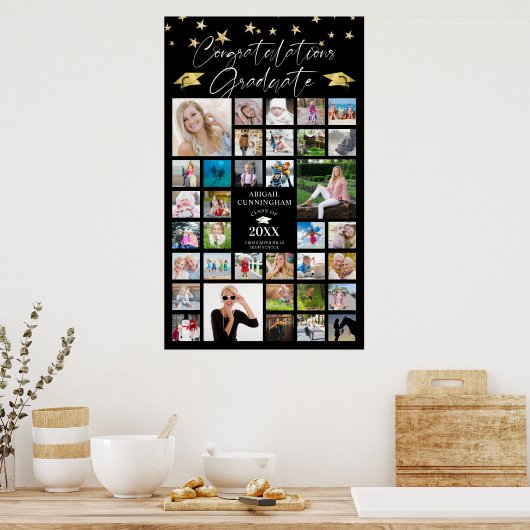Abschluss 35 Foto Collage Glückwunsch Grad Script Poster (Küche)